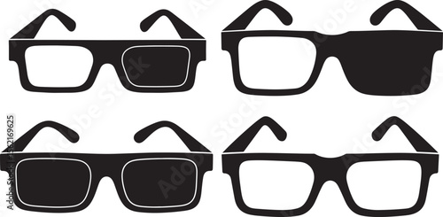 cinema 3d glasses silhouette vector illustration