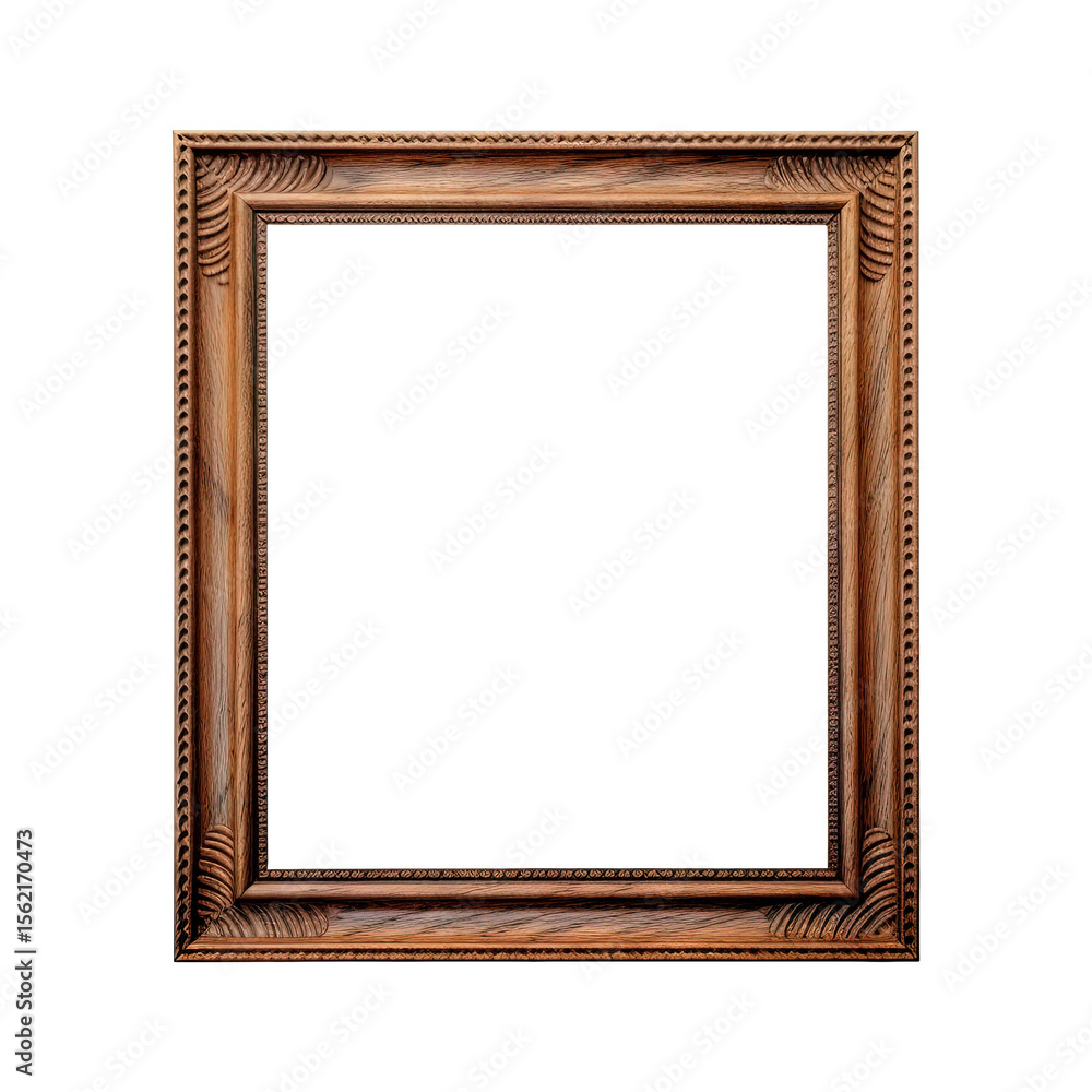 Classic ornate wooden picture frame isolated on transparent white background, clipping path Classic ornate wooden picture frame isolated on transparent white background, clipping path