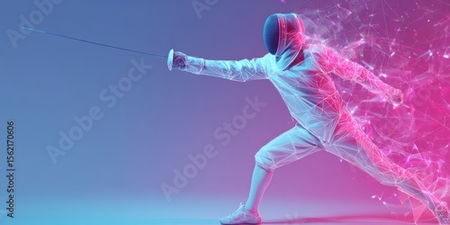 Wallpaper Mural Fencer Attacking Stance Geometric Abstract Torontodigital.ca