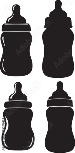 baby milk bottle silhouette vector illustration