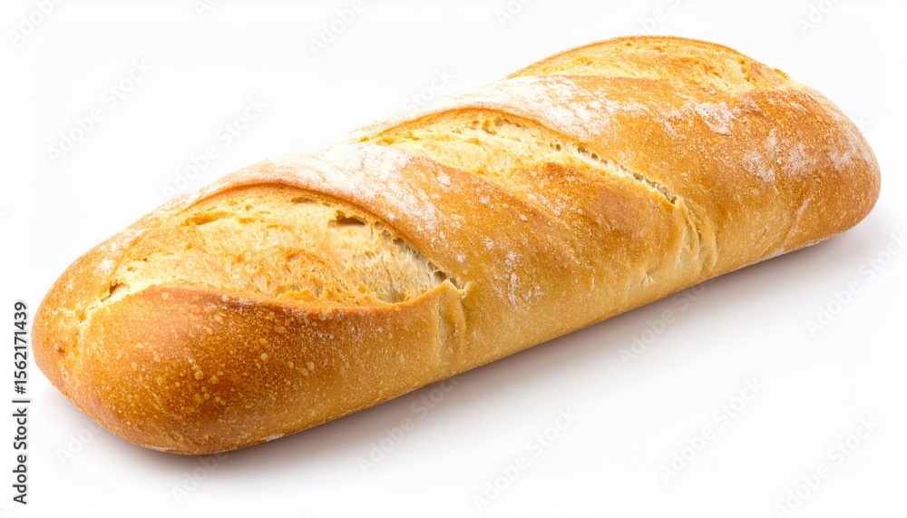 Golden Crusty Bread Loaf Isolated on White Background Perfect for Bakery or Food Blog. Golden Crusty Bread Loaf Isolated on White Background Perfect for Bakery or Food Blog.