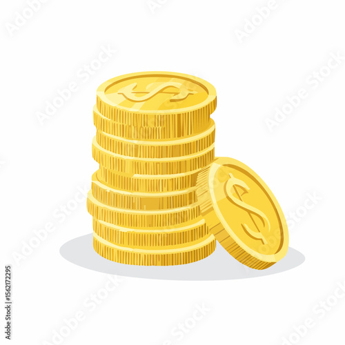 Stack of Gold Coins on White Background