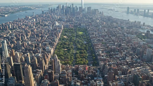 Aerial View of Manhattan Skyline with Central Park in New York City
