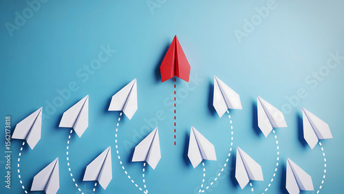 Leading the Way A Minimalist Business Concept Image of Paper Airplanes