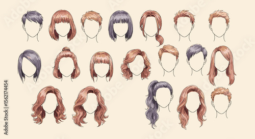 Diverse Hairstyle Illustrations