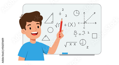 Mathematics education concept vector illustration for learning and teaching materials in flat style