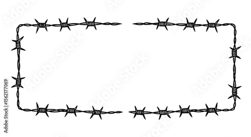 Barbed wire border vector illustration for security and danger concepts in minimalist design