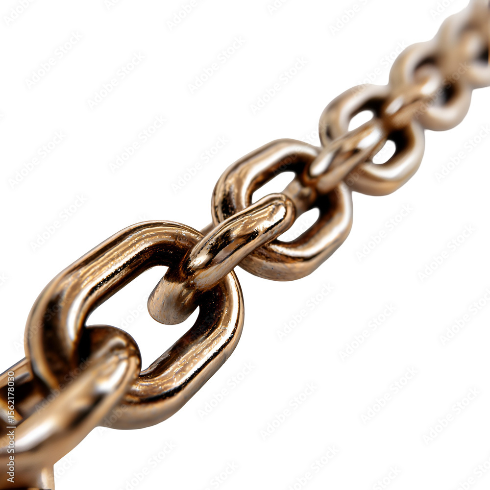 Fototapeta premium Closeup of a golden chain links strong connection,