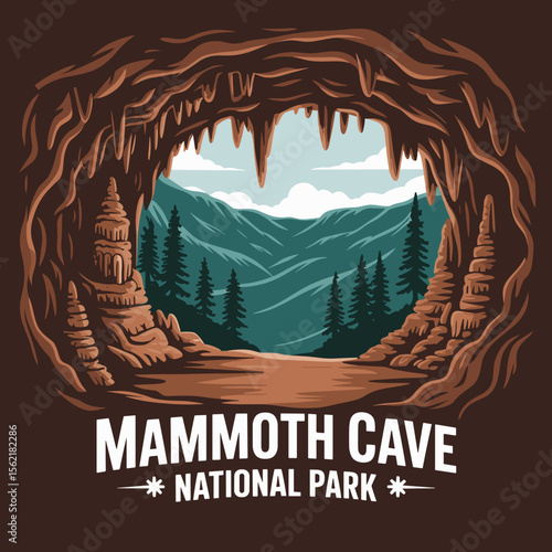 Mammoth Cave Entrance Art with Stalactites Print