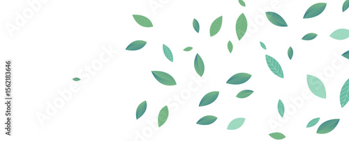 Green Floating Leaves Flying foliage ornament. Vegan, eco,
