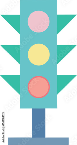 Pastel Traffic Light Icon – Transport Vector for City Map or Navigation App