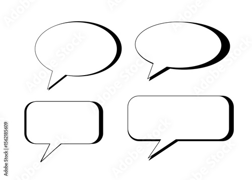 A speak bubble text,chatting box,message box outline cartoon design.Balloon doodle style of thinking sing symbols.space for your text.