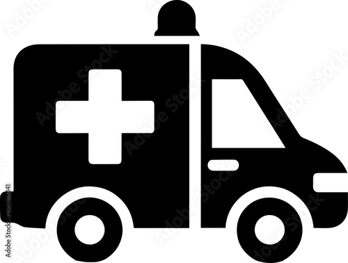 Ambulance Vehicle Icon with Emergency Siren and Medical Cross