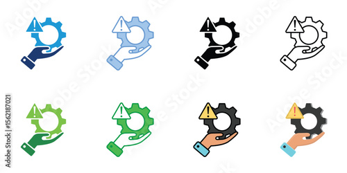 Risk Management Icons Set Vector Multiple Style Collection