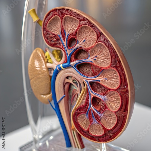 Medical Rendering of Human Kidney in High Detail Anatomy