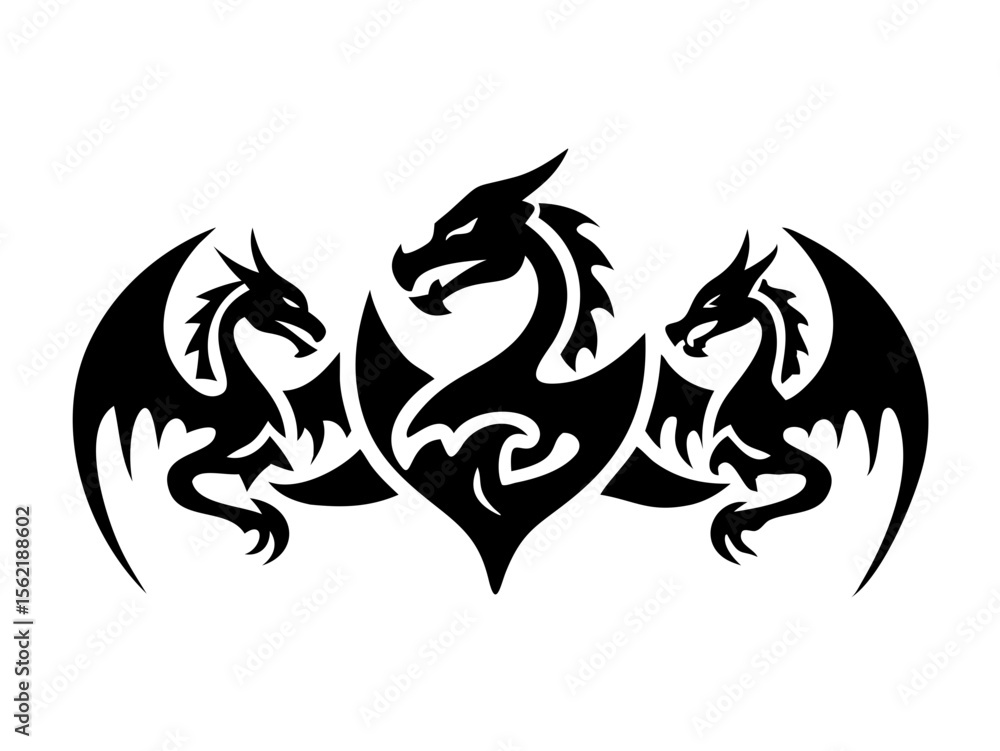 Obraz premium Dragon Logo sat vector desigen 