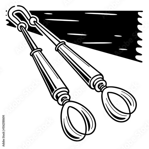 Olive Tongs Vector Illustration Simple Cooking Kitchen Utensil