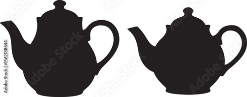 Teapot kitchen hot drink pot silhouette vector illustration