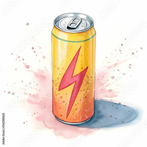 Watercolor energy drink drawing on white background