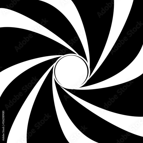 Abstract background inside of a gun barrel. Spiraled interior of a gun. 007 logo. Abstract background.