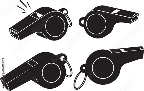 Whistle sound alert tool silhouette vector illustration