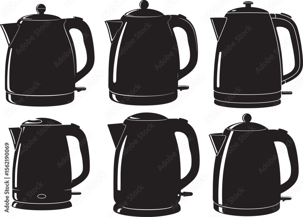 Obraz premium Electric kettle kitchen appliance silhouette vector illustration