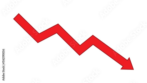 Down fall red arrow graph financial loss concept, Red arrow downward direction, stock market fall, Business loss. Vector illustration.