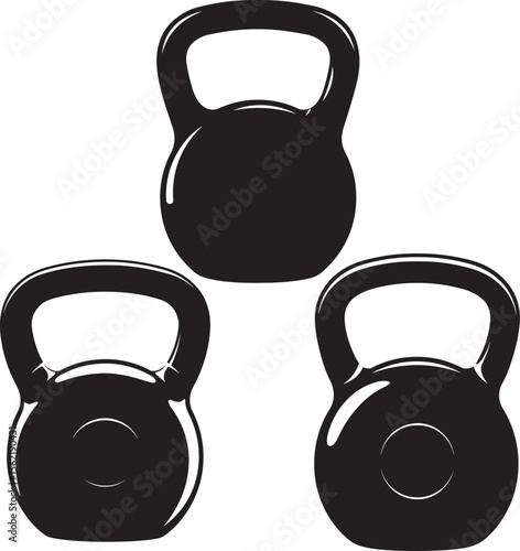 Kettlebell gym workout weight silhouette vector illustration