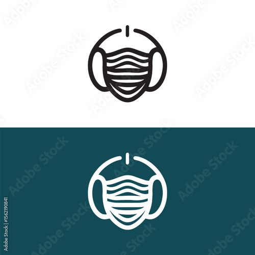 Medical face mask logo vector on a white background.  Medical face mask icon