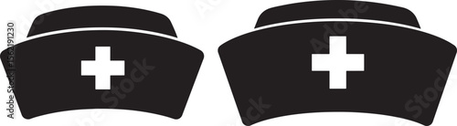 Classic nurse uniform hat silhouette vector illustration