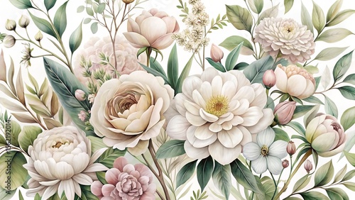 Neutral Floral Art Print Calm and Serene Botanical Poster