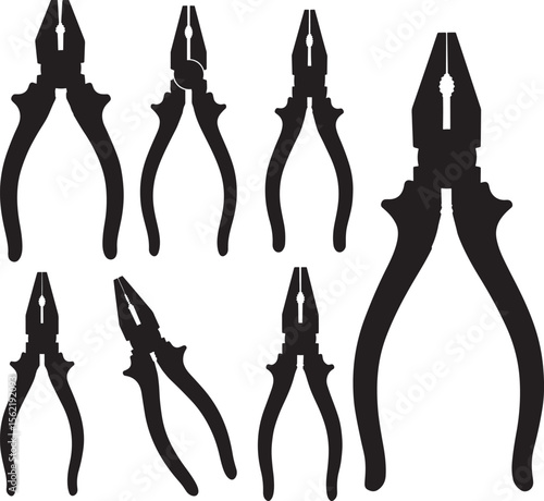 Pliers hand tool grip silhouette vector illustration