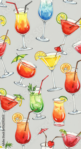 set of different cocktails