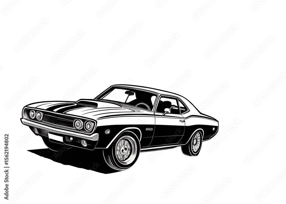 Naklejka premium Muscle Car Burnout Illustration