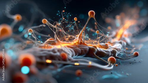 Abstract Colorful Design of Neurons and Synapses in Digital Art