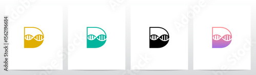 DNA Strand Structure Helix Inside Letter Initial Logo Design D