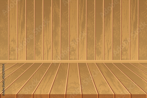 A serene setting featuring a light brown wooden floor and wall crafted from vertical planks. It provides a simple backdrop for creative or commercial use cases.