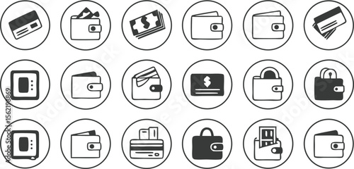 18 bundle icon pack about Credit card set of web icons in line style. A collection of linear icons representing credit card concepts, including payment, wallet, security, contactless payment, transact