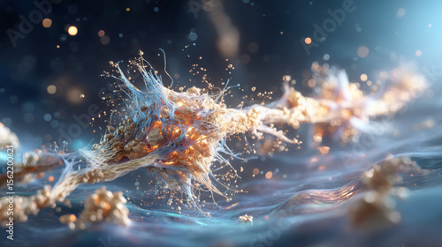 Abstract representation of nerve cells and neural connections in motion
