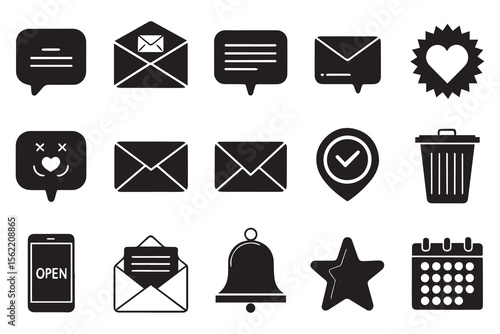 Minimal Black & White Location Icons Set – Flat Vector Design of Maps, Navigation, and Global Technology Symbols