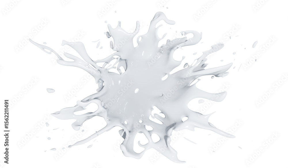 Naklejka premium White paint splash isolated on transparent background. 3D illustration.