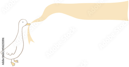 hand drawing illustration duck with flag