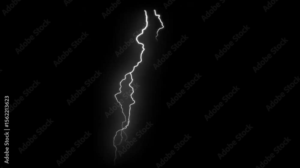 Lightning power overlay on green screen, Electric lightning, Animated bolt strike, lightning storm, blue light force effect, Blue Lightning flash Thunderbolt isolated on black background
