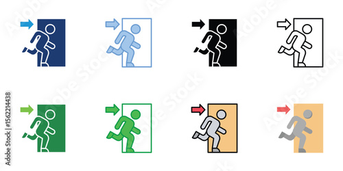 Evacuation Icons Set Vector Multiple Style Collection