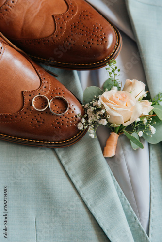 wedding shoes and flowers