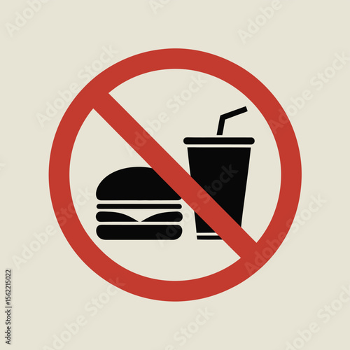 No food or drink allowed symbol with a hamburger and a cup