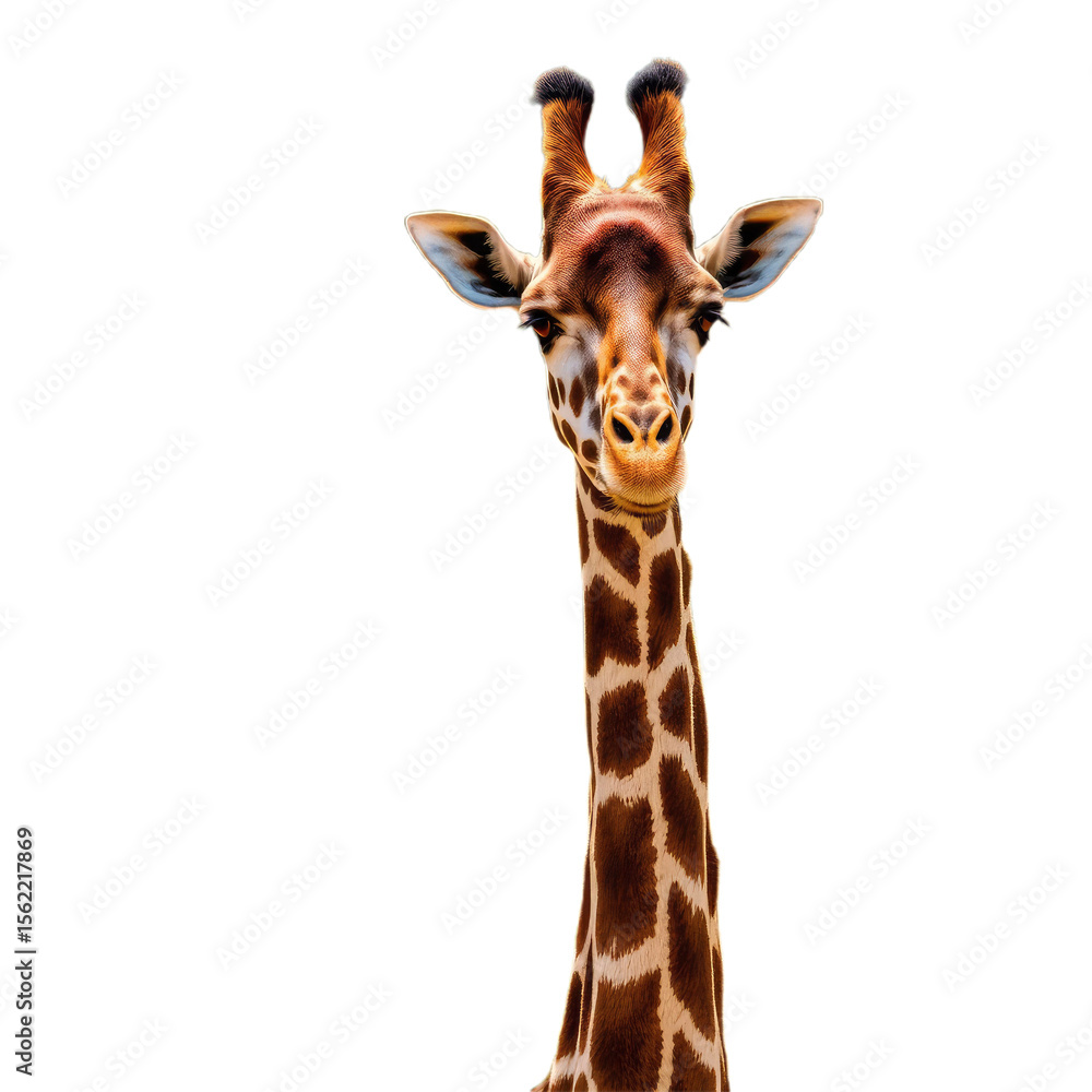 Fototapeta premium Giraffe with transparent background PNG and JPEG image for your business
