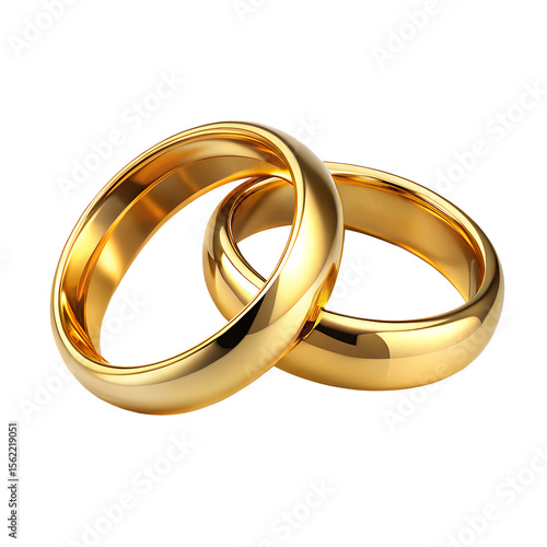 two gold wedding rings isolated on white background. PNG Transparent file type with high definition quality And vibrant color grading Available.