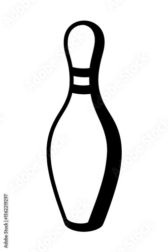 Simple Black and White Bowling Pin Outline Vector - Ideal for Sports and Recreation Graphics