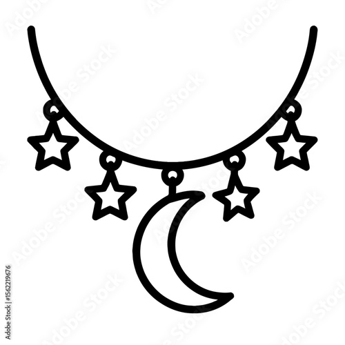 Moon and Stars Celestial Charm Necklace Icon - Cosmic Jewelry Design